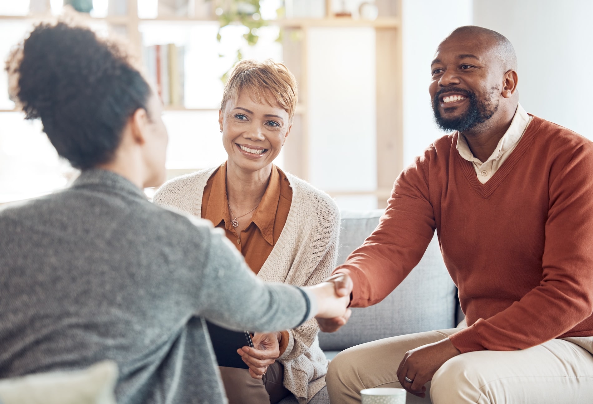 Shaking hands with clients during relationship counselling