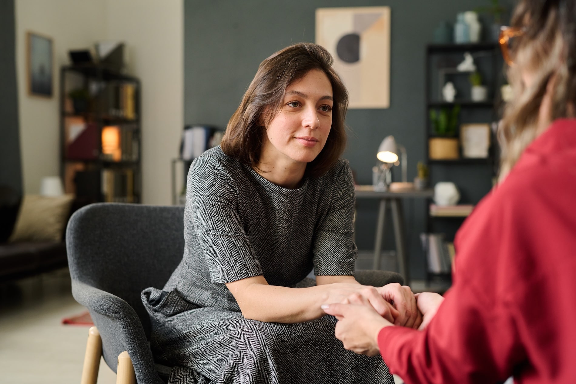 woman talking to therapist